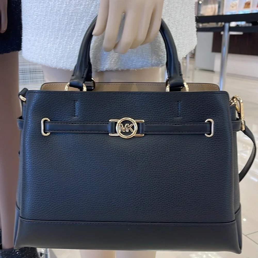 Michael Kors Mercer Large Top-Zip Belted Satchel Crossbody Center Zip Bag Purse